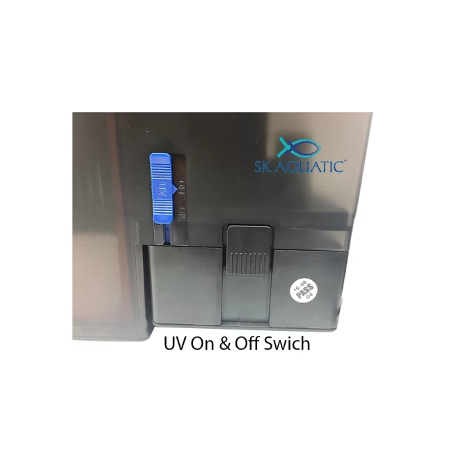 Sunsun Grech CBG-800 HOB Filter With UV The Grech CBG-Series Hang-On Back UV Filter comes with a diverse and unique design. While being suitable for freshwater and saltwater aquariums convenient for daily use. The filter is beautifully crafted to allow a simple installation and silent operation. Water flow can be control accord to your aquarium needs.The CBG-Series has a biological and mechanical filtration and comes with active carbon and bio media. The CBG-Series also features a 5W UV Sterilizer which can be turned on and off. The UV Sterilizer helps in eliminating algae, keeping aquarium water clear, and aids in the health of aquatic animals from free-floating parasites. The controllable surface skimmer can reduce surface oil from your aquarium tank.Important Note: Water level of the tank should be always above the motor of the hang on filters motor to ensure auto priming. Otherwise if the power goes off the motor will stop functioning and once power is restored, automatic priming will not happen.Suitable Aquarium Size: 75 to 190 Liters
