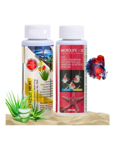 Aquatic Remedies Pack of 2 Stress Heal 100ml MIcrolife S2 100ml Aquarium Water Condiitoner