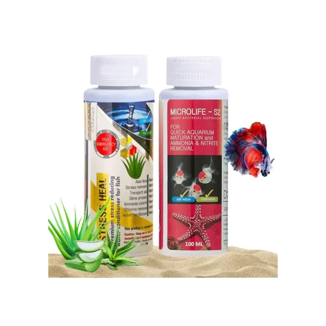 Aquatic Remedies (Pack of 2) Stress Heal-100ml & MIcrolife S2-100ml Aquarium Water Condiitoner